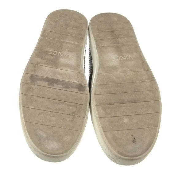 Vince Blair Metallic Gray Check Leather Slip On Sneakers l Women’s Size 7.5 - Picture 5 of 5